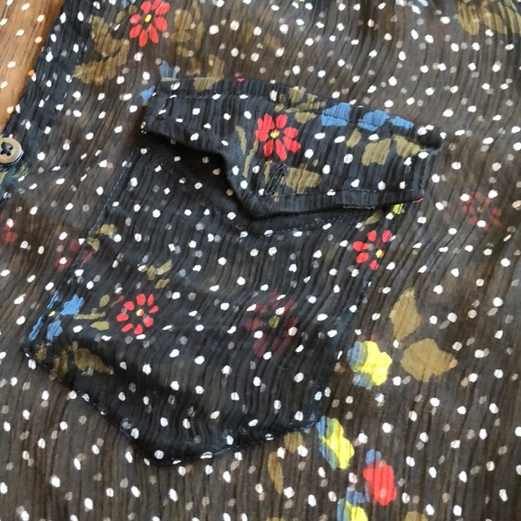 Transparent Floral Button Up Top - Picture 3 of 3